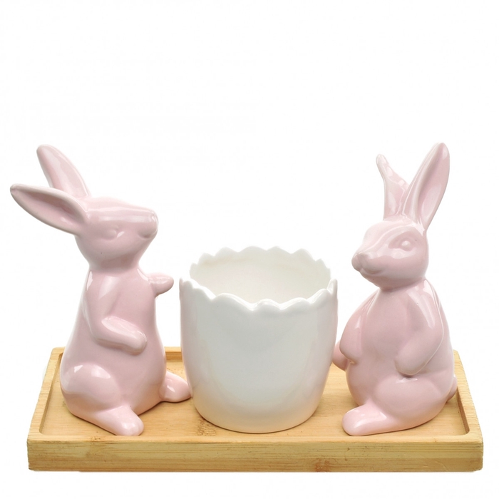 <h4>Pasen Keramiek konijn + pot 19*9*12cm</h4>