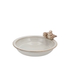 Iron Stone Bird Bowl Glazed White 23x5cm