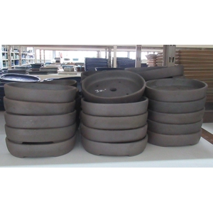 Bonsai pot oval, brown unglazed (18,5x15x4)