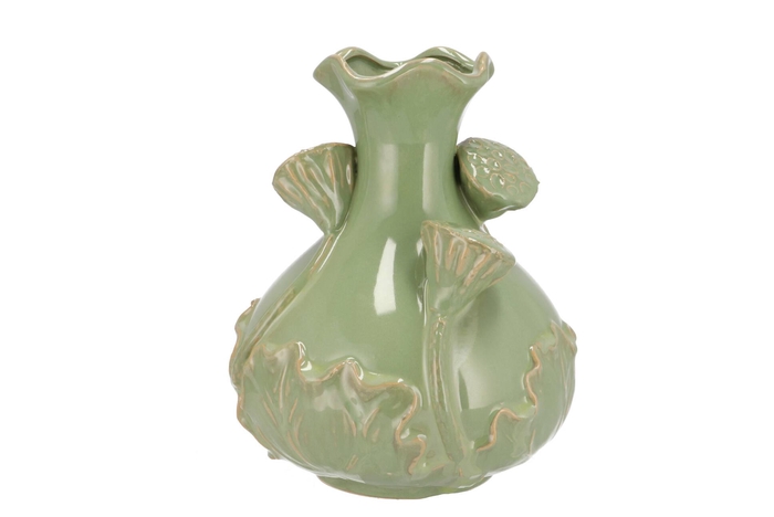 Mara Pistache Vase Neck Lotus 21x21x25cm Nm