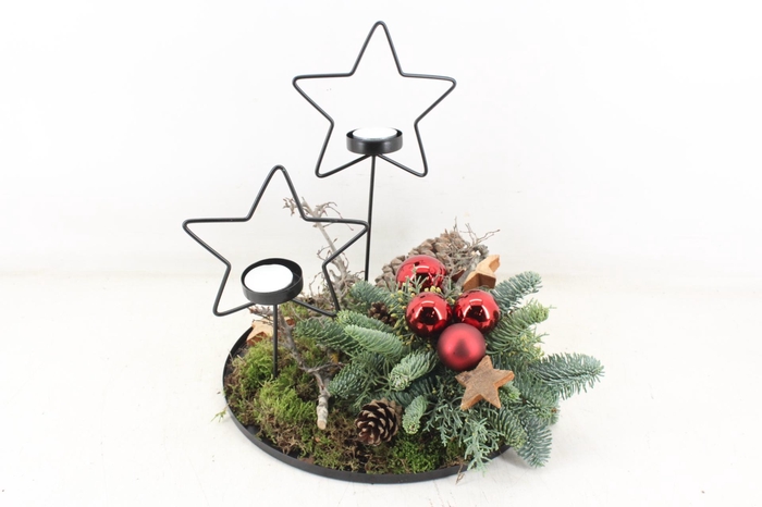 <h4>arr5 Kerst MB - Plateau ster 2 kaars RED</h4>