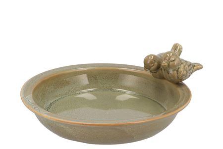 <h4>Iron Stone Bird Bowl Glazed Sand 28x5cm</h4>