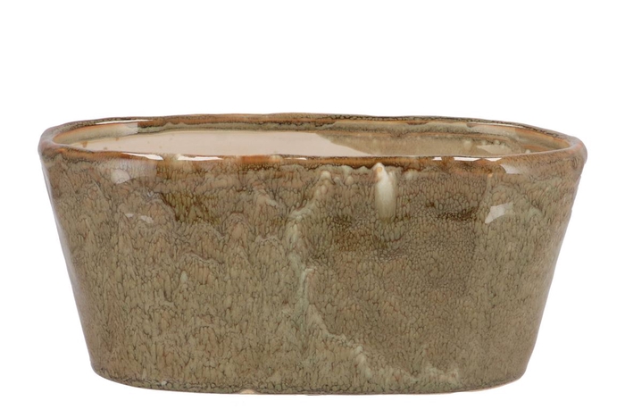 Iron Stone Sand Glazed Oval Pot 28x15x13cm