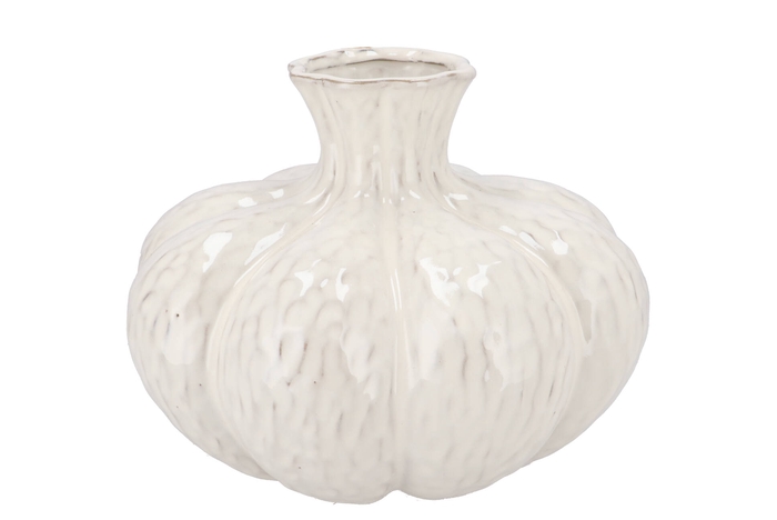 Mika Scottish White Vase Sphere Neck 30x23cm