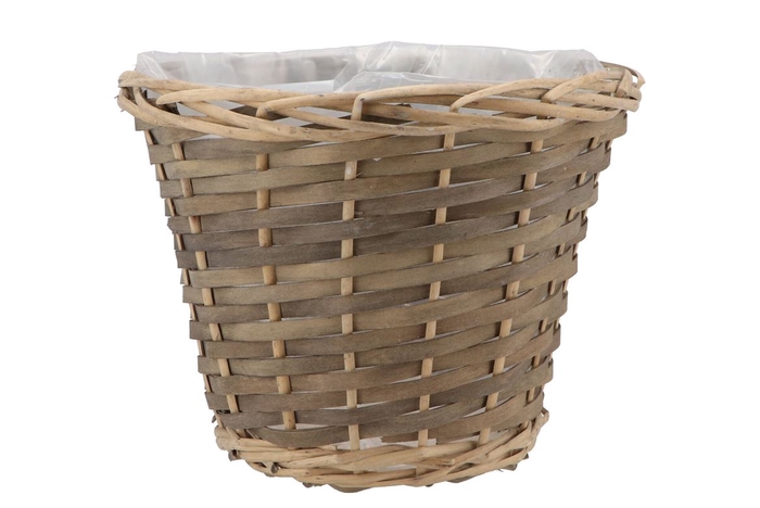 Wicker Pot Basket Round Grey 25x21cm