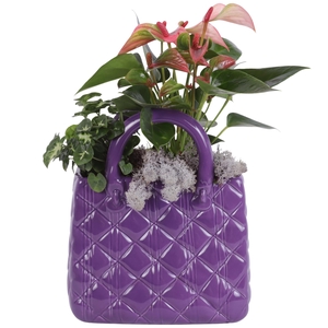 Yearround Arr. Indoor Ceramic Designer Handbag Purple Ø22cm 2PP