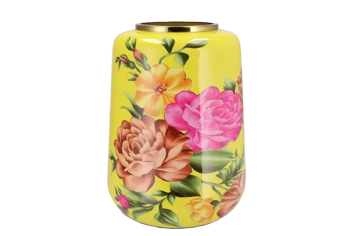 <h4>June Tropical Yellow Vase Cilinder Iron 33x32x40cm</h4>