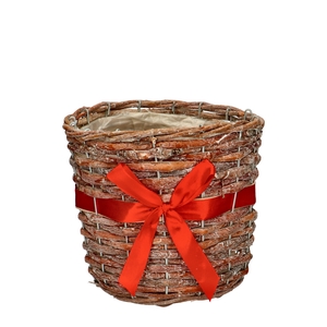 Christmas Basket bow pot d19*17cm