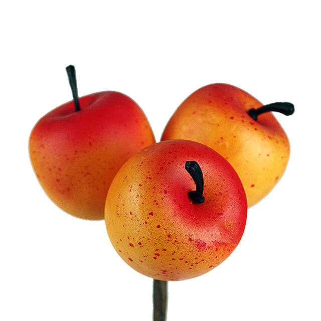 <h4>Bijsteker Appel 3x 4cm+50cm stok oranje/geel</h4>
