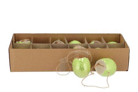 <h4>Eggs Chicken Open With Rope Misty Green Glitter P/</h4>