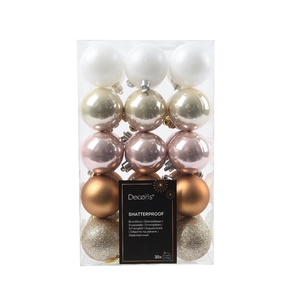 Christmas bauble Ball plastic  60mm x30 ass