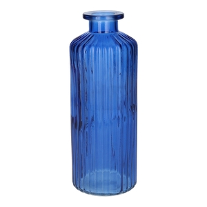 Bottle Caro lines d4.5\\7.5xh20 cobalt blue transparent