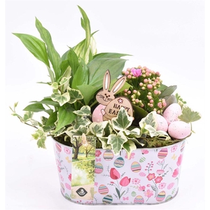 Zink ovaal paasdecor 19x11,5cm