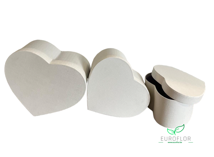 HOEDENDOOS HEART 3BOXES 24,5X24,5XH12 21X21XH10 18X18XH10 WHITE