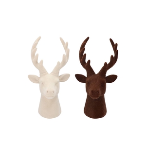 X-mas Flock Brown Sand Deer Ass 13x13x23cm