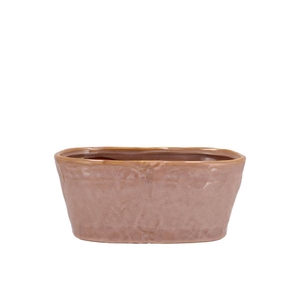 Iron Stone Old Pink Glazed Oval Pot 23x9x10cm Nm