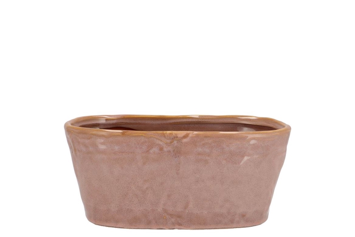 <h4>Iron Stone Old Pink Glazed Oval Pot 23x9x10cm</h4>