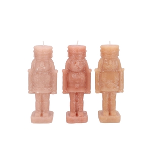 Candle Frosty Nutcracker Warm Sand Mix 6x6x16cm
