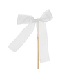 Pick bow organza 10x13cm+12cm stick white