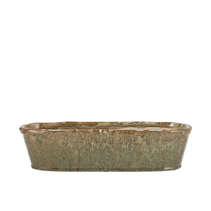 <h4>Iron Stone Sand Glazed Oval Pot 32x10x8cm</h4>