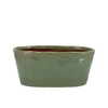 Iron Stone Green Glazed Oval Pot 25x13x11cm