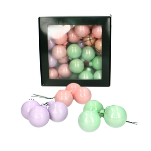 Kerstbal Bal/draad 40mm pearl x36