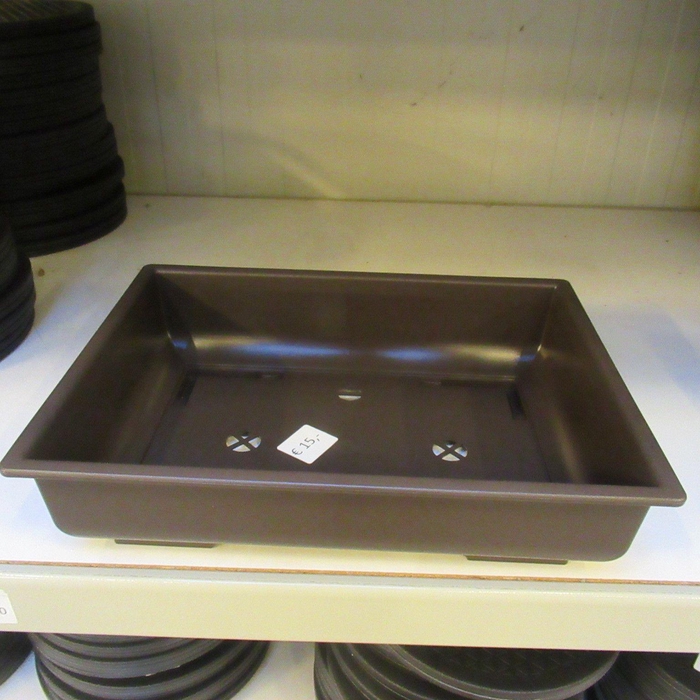 <h4>Bonsai pot rectangle, brown plastic (40x30x10) , trainingpot</h4>