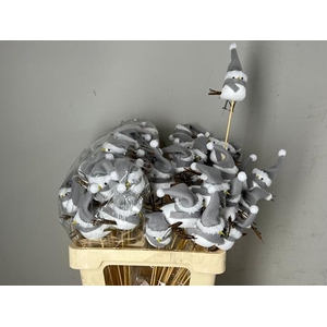 Stick Bird/snowman 10cm Grey