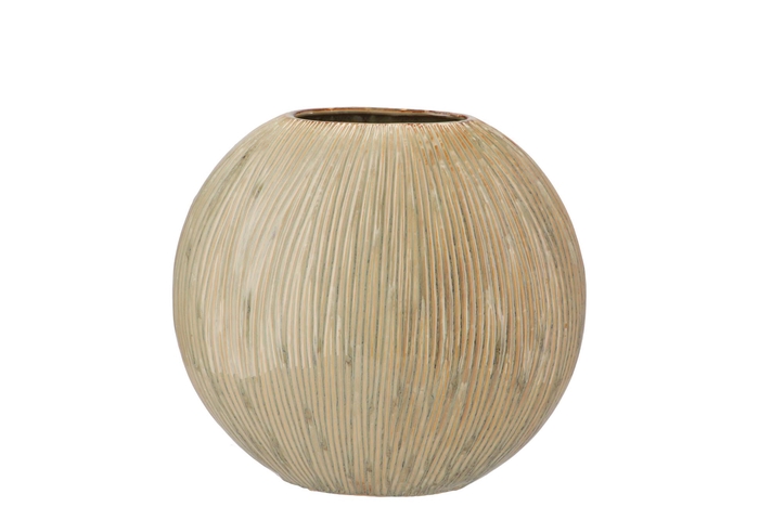 Sifan Green Vase Stripe Oval 24x10x23cm