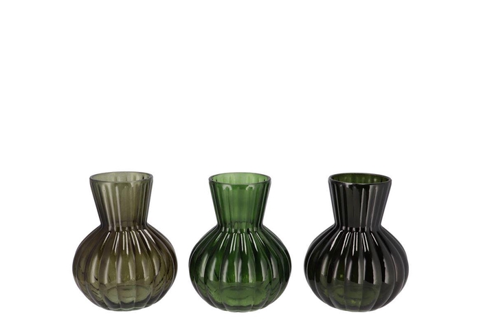 Feline Dark Green Mix Vase Ass 14x17cm