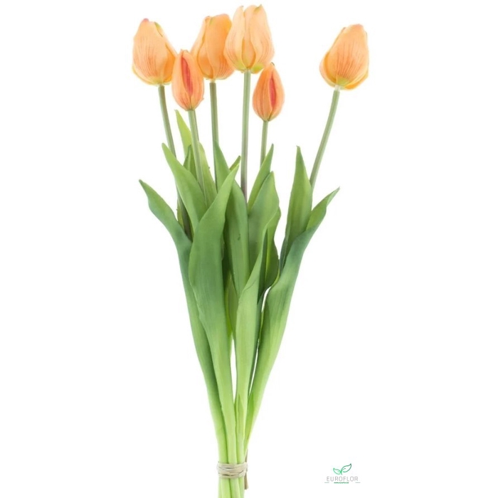 <h4>SILK FLOWERS - CLASSIC TULIP BUNDLE SALLY X7 PEACH 47CM</h4>