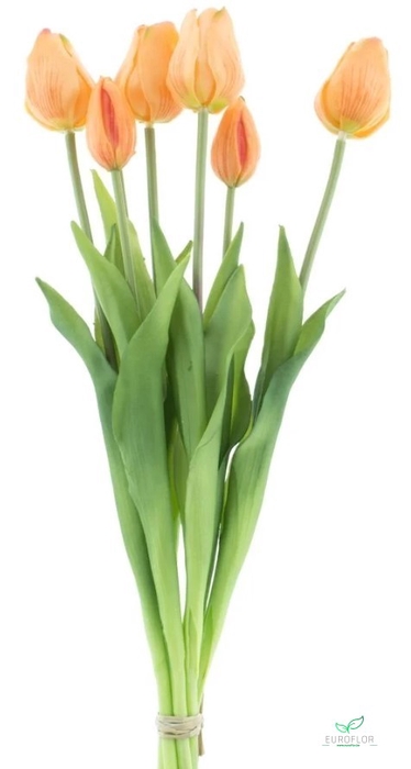 SILK FLOWERS - CLASSIC TULIP BUNDLE SALLY X7 PEACH 47CM