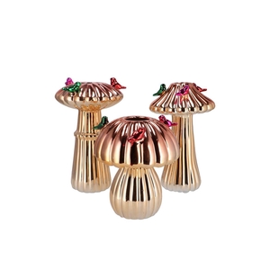 Bird Mushroom Vase Metalic Gold Ass 14x14x20cm Nm