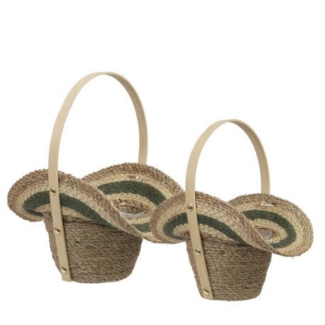 Basket sets Handle Grass S/2 28/20*9cm