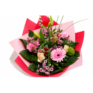 Boeket bamboo roze papieren hoes