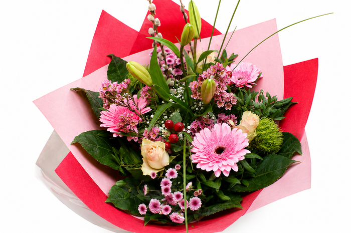 <h4>Boeket bamboo roze papieren hoes</h4>