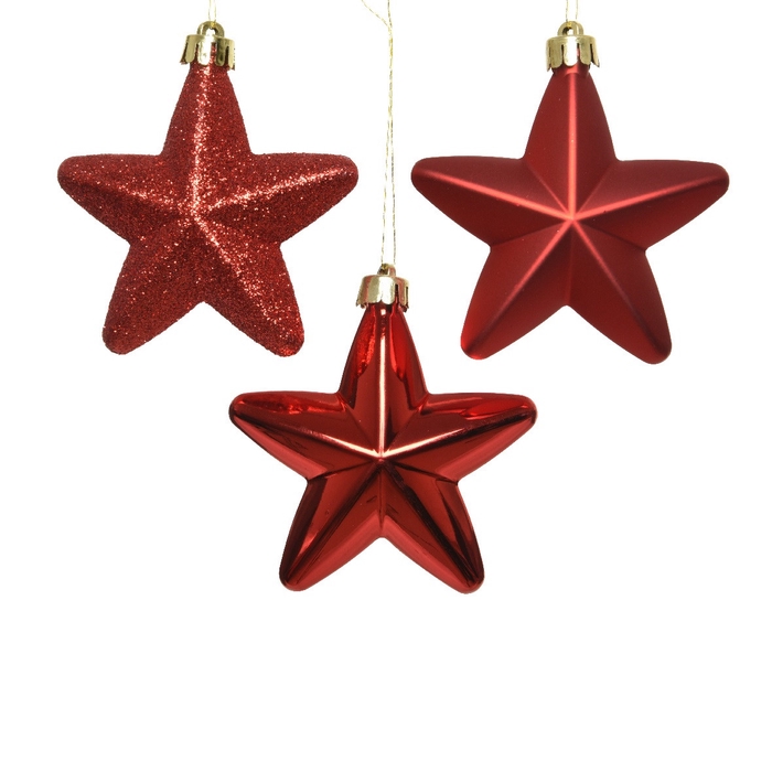 <h4>Christmas Deco star plastic 75mm x6 ass.</h4>