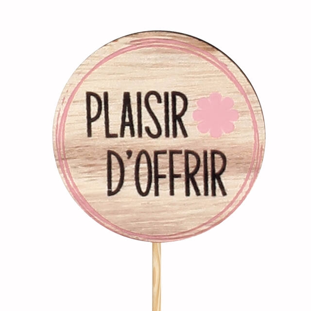 Pick D'offrir wood Ø6cm+50cm stick pink