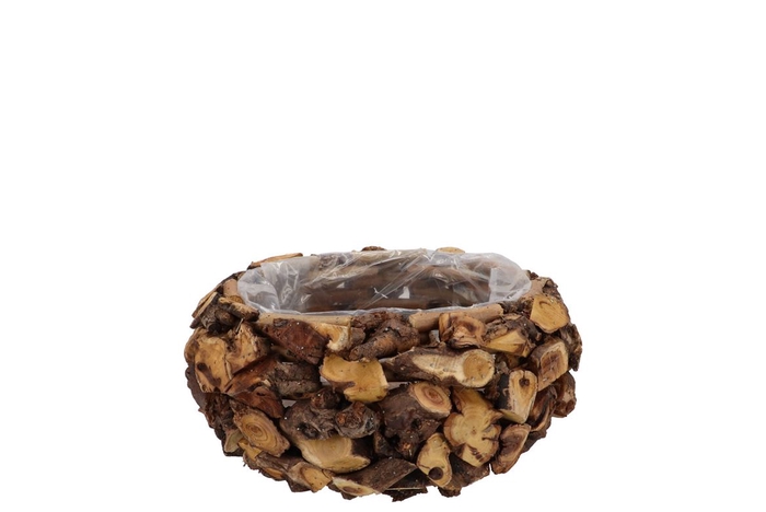 Wreath Wood Brown Planter With Bottom 10x10x10cm