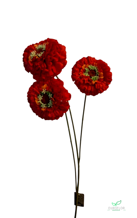 SILK FLOWERS - ZINNIA ELEGANS SPRAY RED 60CM