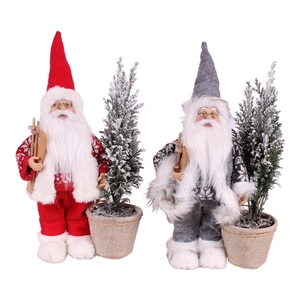 Christmas Arr. conifer Pluche Santa with giftbag ø25cm 1PP