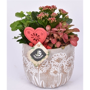 Cement pot bloemdecor 13,5cm