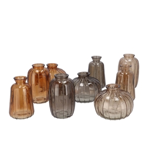 Dayah Woods Brown Mix Glass Bottle Set 3 7x11cm