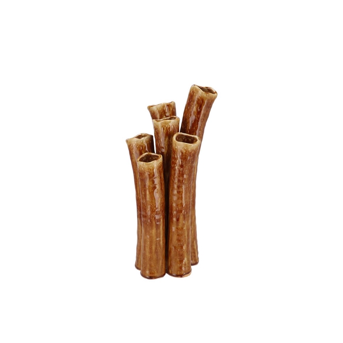 <h4>Inga Barrier Brown Vase Tube Active Glaze 17x14x28cm</h4>