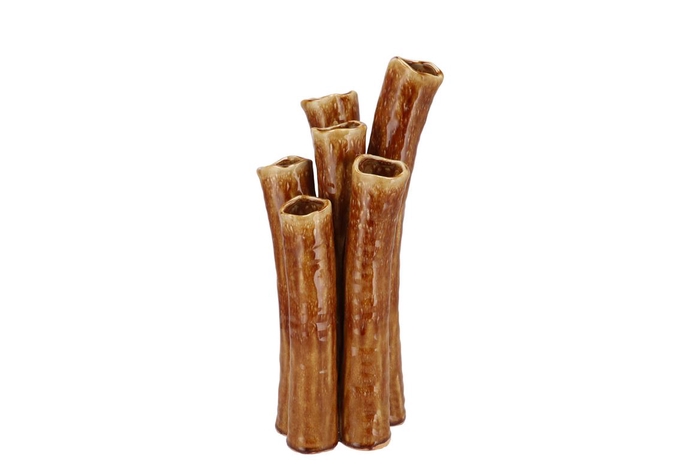 <h4>Inga Barrier Brown Vase Tube Active Glaze 17x14x28cm Nm</h4>