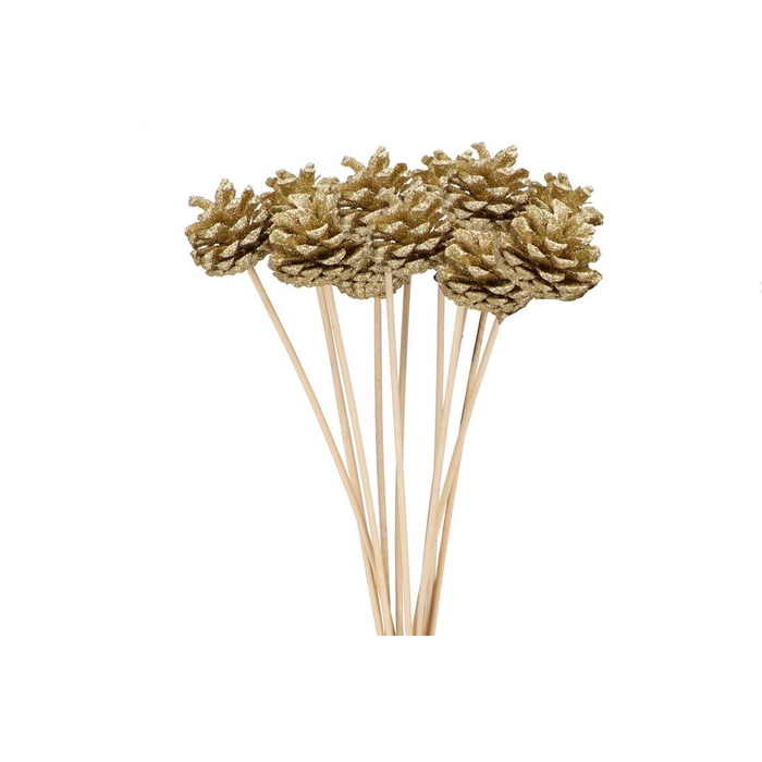 <h4>Pick Shine Pinecone Nat Gold Glitter 50cm Ass P/12</h4>