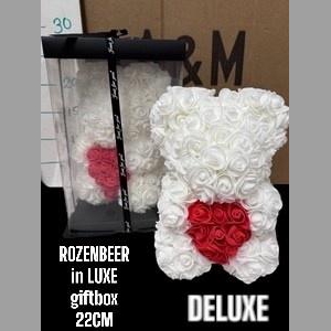ARR BEER ZIJDE ROOS WIT 22CM