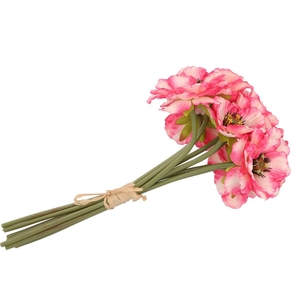 Silk Poppy Bouquet Pink/white 9x 33cm Nm