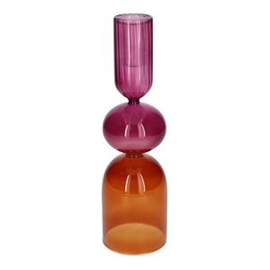 DF02-721065600 - Candle holder Aviance10 d4.4/8xh28 aubergine/brown terra