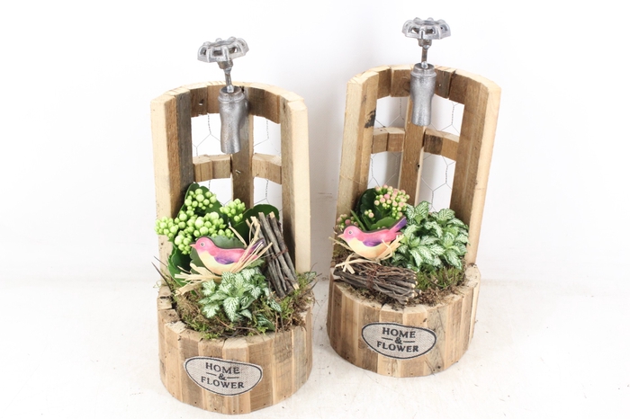 <h4>arr2 TD - Hout waterput bruin - roze/wit</h4>